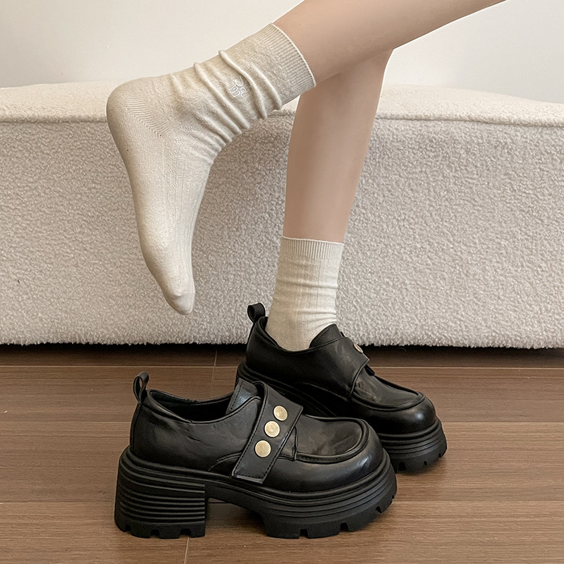 百搭英伦黑色厚底增高小皮鞋女法式单鞋2026新款春季乐福玛丽珍鞋,女鞋,乐福鞋（豆豆鞋）,淘宝优惠券,粉丝福利购,淘宝优惠卷