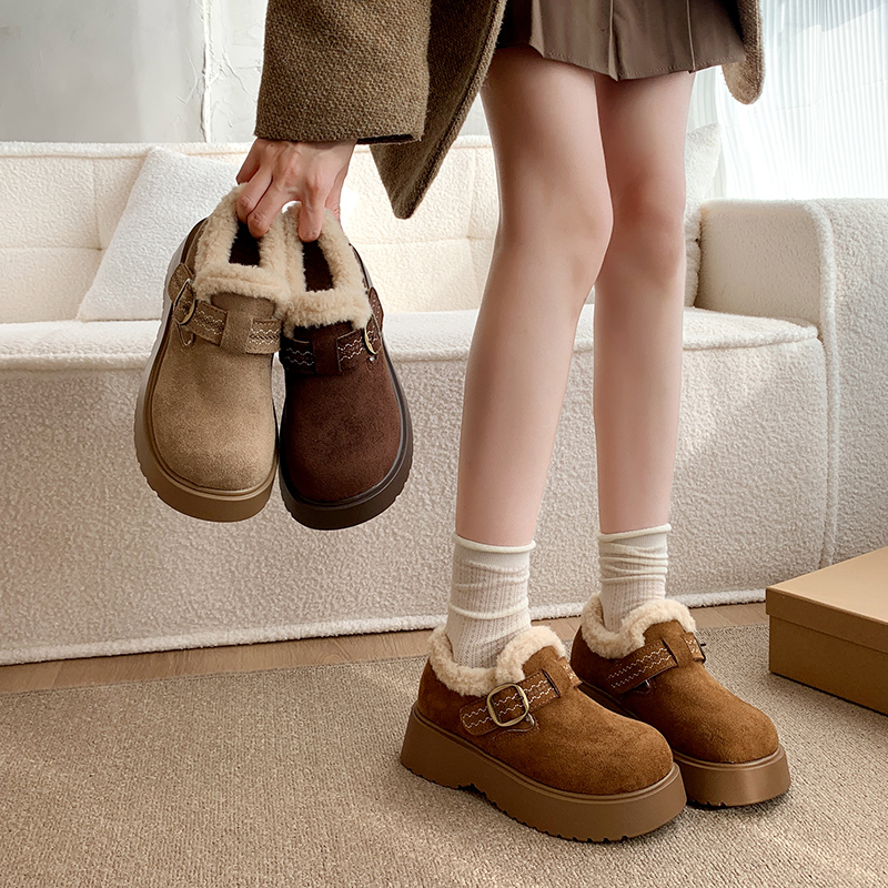 厚底加绒保暖全包勃肯鞋女乐福鞋