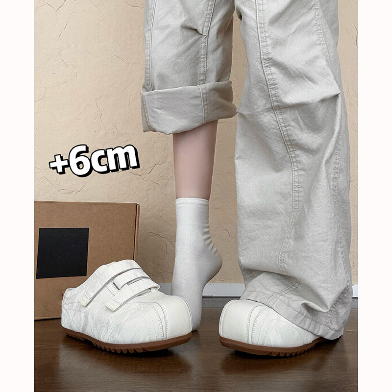 内增高勃肯包头半拖鞋女夏外穿2026新款厚底复古一脚蹬休闲小白鞋