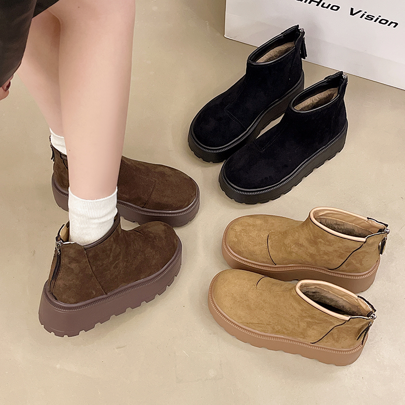 复古松糕厚底雪地靴女保暖棉鞋