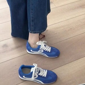 牛皮版~复古德训鞋百搭拼色系带休闲运动鞋女平底小白鞋阿甘鞋潮