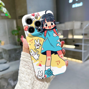 壳艺原创简约可爱多巴胺女孩适用苹果15手机壳新款iPhone14软壳卡通13Pro菲林全包一加小米14荣耀80女红米K70