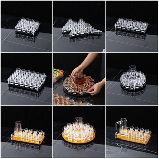 shot杯玻璃一口杯白酒烈酒杯架家用分酒器 酒吧ktv洋酒子弹杯套装