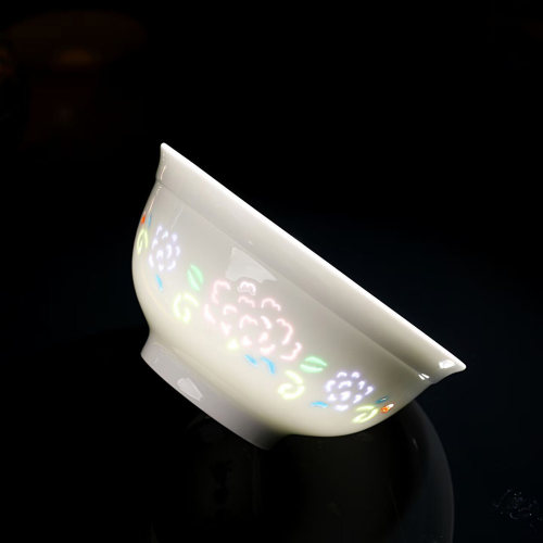 七彩玲珑瓷牡丹家用餐具