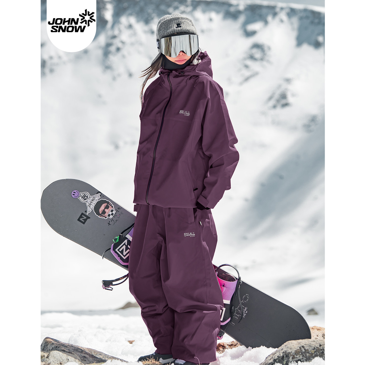 John snow滑雪服男女同款新套装单板双板登山户外冲锋衣防水保暖