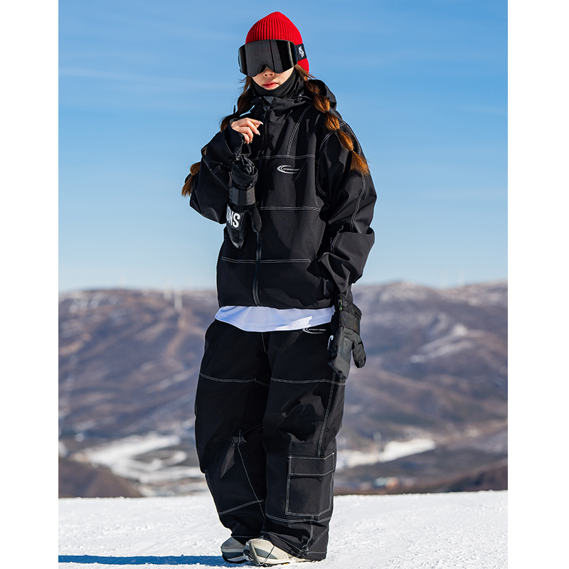 John snow男女单双板滑雪服套装反光宽松滑雪裤户外防风保暖上衣