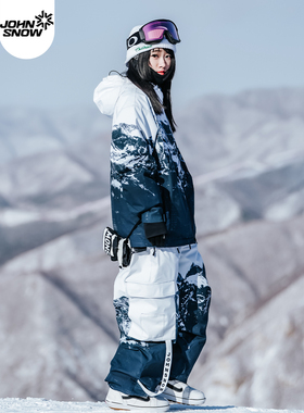 John snow滑雪服套装女款男单双板山系雪服防水保暖衣裤套装新款