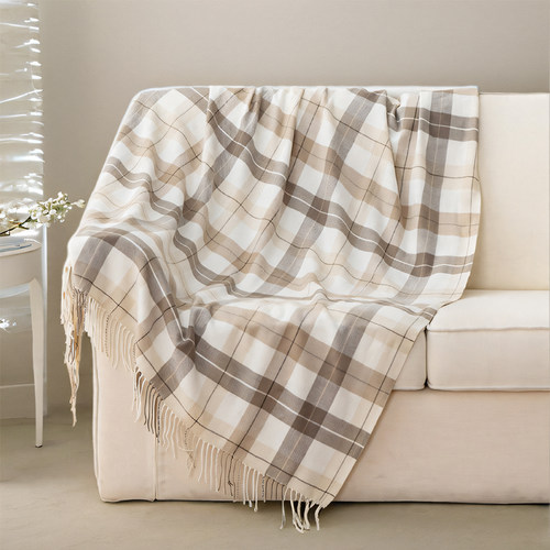 北欧毛毯沙发酒店床尾格子春秋