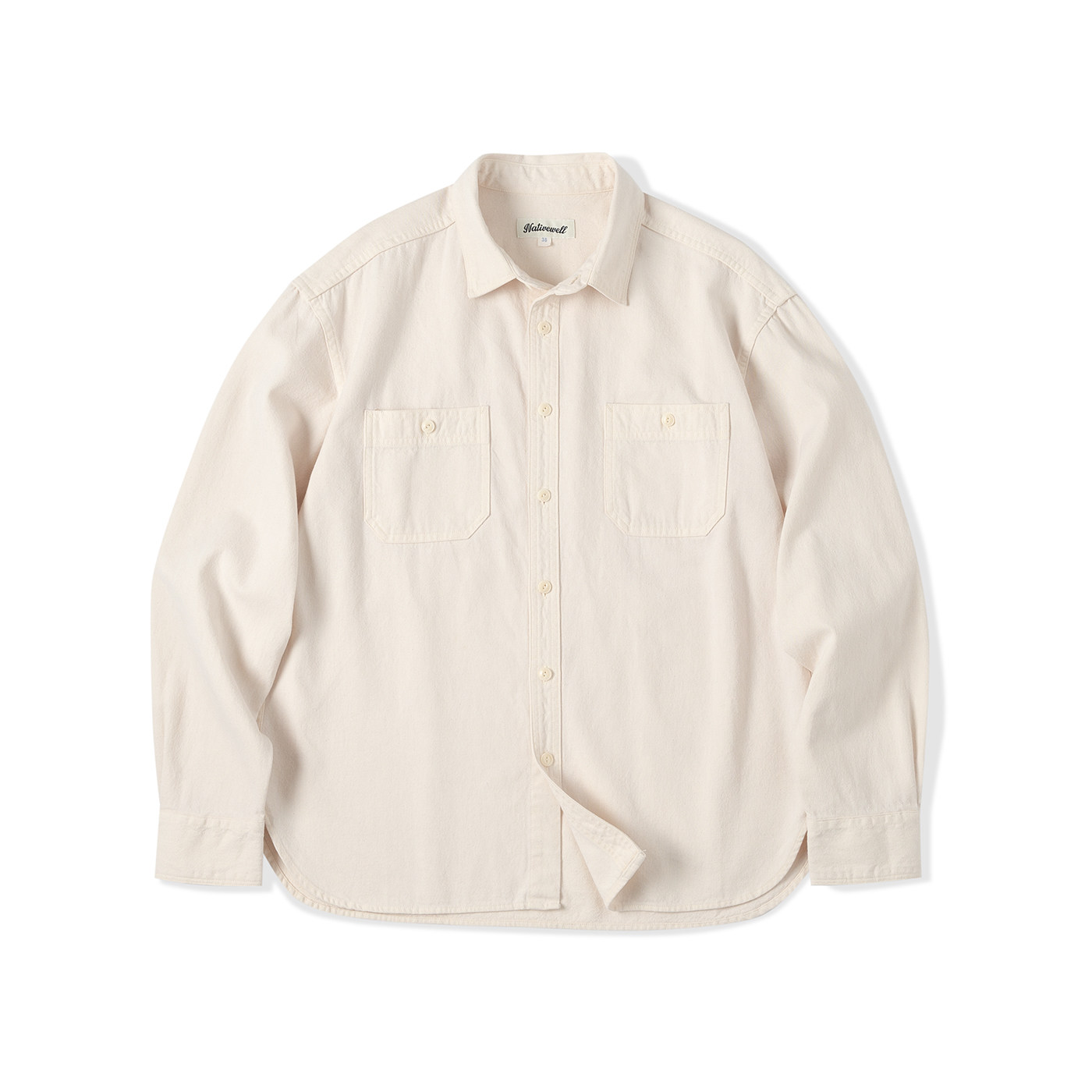 NATIVEWELL胚白牛仔工装衬衫复古长袖conedenim面料双口袋