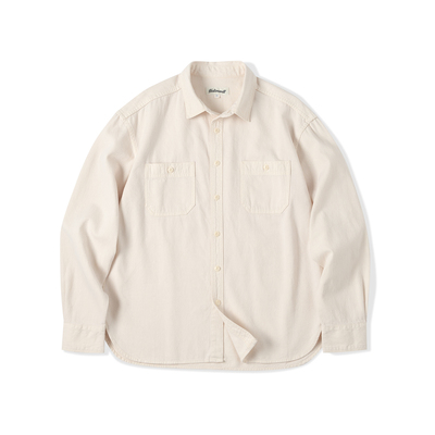 NATIVEWELL胚白牛仔工装衬衫复古长袖conedenim面料双口袋