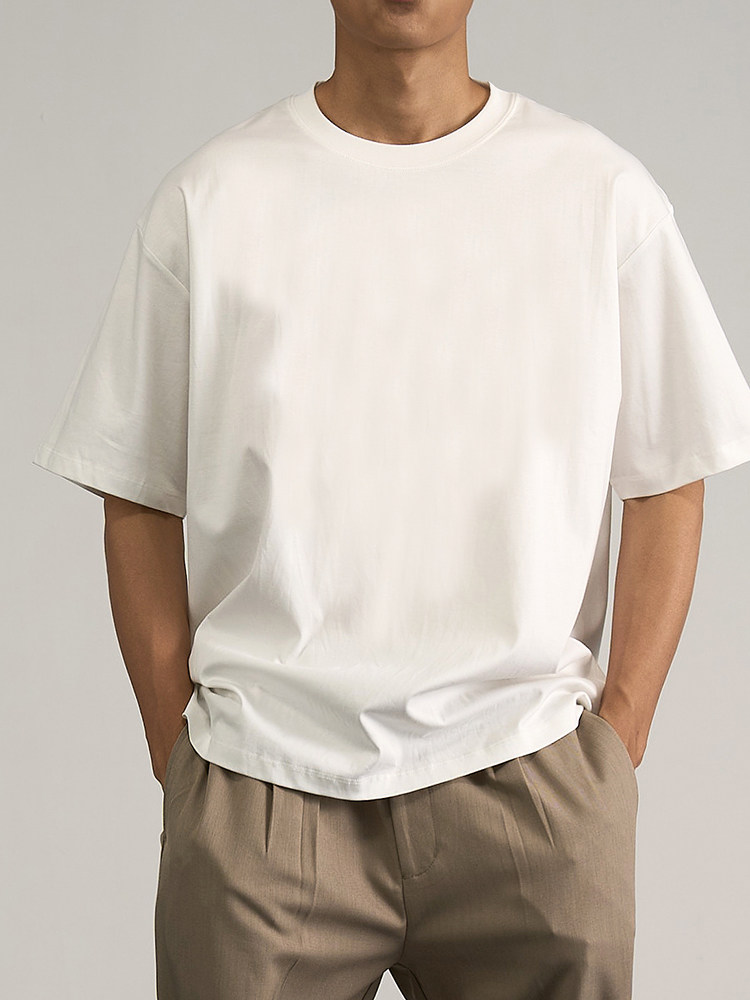 NATIVEWELL混纺凉感透气短袖T恤爽滑手感垂感抗皱宽松版型