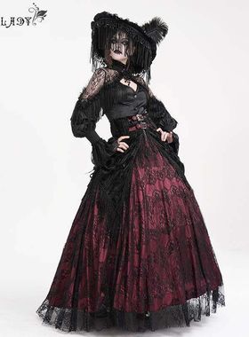 Devil Fashion恶魔时尚女装哥特长短流苏黑色大圆寡妇帽 EAS019