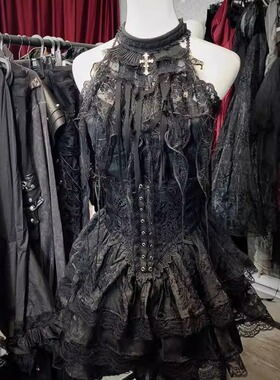【可升级哥特】碎花蜘蛛黑色领结ACK137半身裙KW349背心TW436