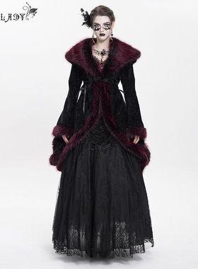 Devil Fashion恶魔时尚女装哥特 大毛领外套大衣ECT02302