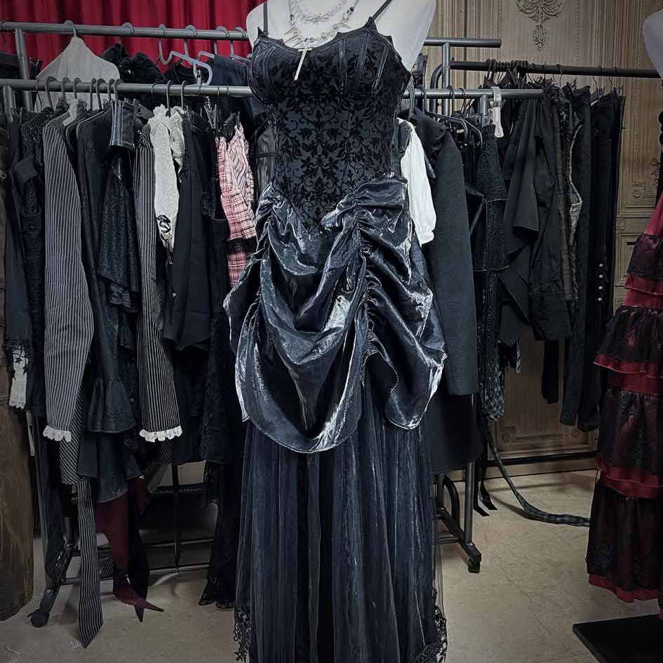 吊带裙女装华丽暗黑哥特女巫晚礼服连衣裙WQ-557LQF