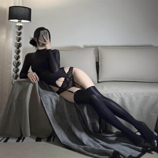 解构式连体衣女性感丝滑油亮裸感紧身衣纯欲丝滑夫妻透明极光7082