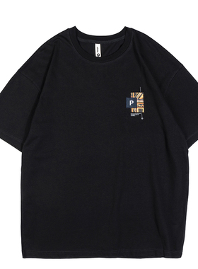 MMEL 美式重磅短袖夏季男款宽松潮牌印花纯棉品质t恤厚实打底衫