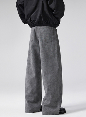 Mmel 美式扎染A型牛仔裤男春秋潮流宽松直筒阔腿裤水洗cleanfit裤