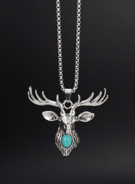 复古麋鹿项链男女嘻哈个性装饰链