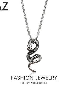 不掉色钛钢项链蛇形朋克毛衣链