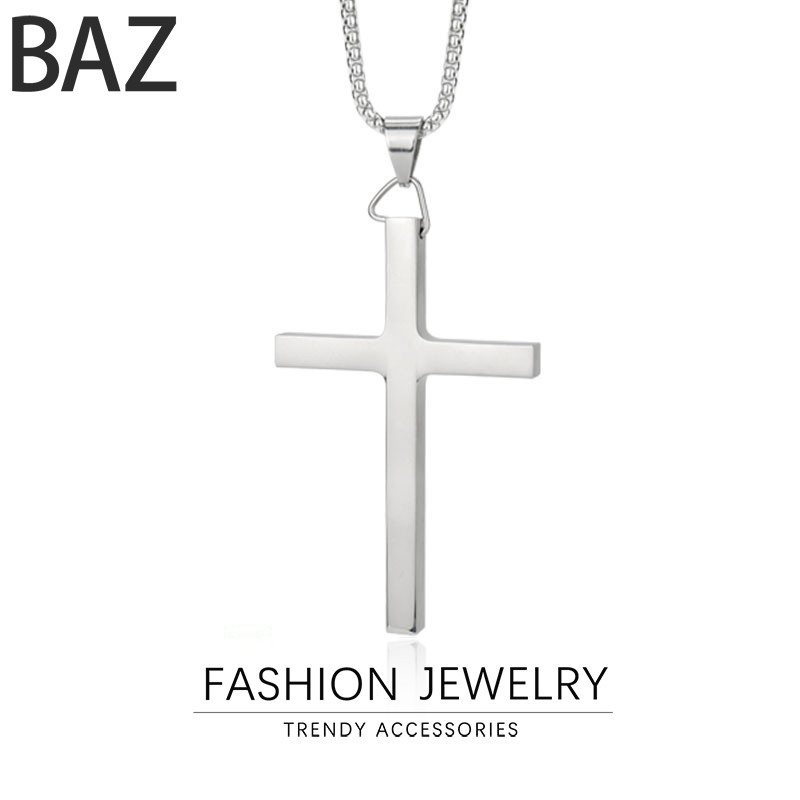 钛钢十字架吊坠潮男个性光面嘻哈