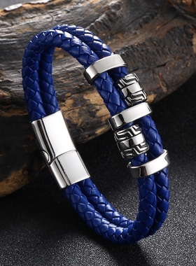 马年新款荆棘双层红色皮绳手链男本命年转运平安绳情侣高级感百搭