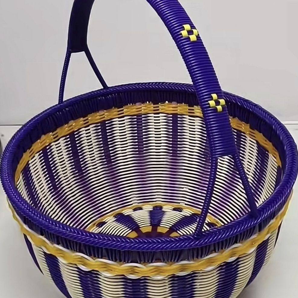 纯手工编织篮子购物仿藤条pet提菜篮传统水果篮野餐篮包邮收纳筐,收纳整理,购物篮,淘宝优惠券,粉丝福利购,淘宝优惠卷