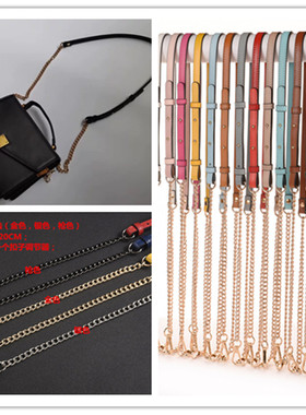 适用于mk包替换包带单肩斜跨链条皮加链条真皮牛皮可调节肩带背带