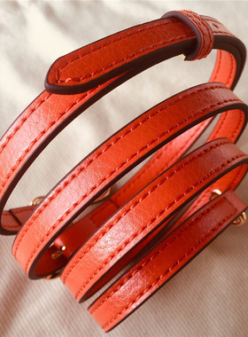 20橙色橘红色荔枝纹真皮包带女品牌包包改造配件单肩斜跨肩带背带