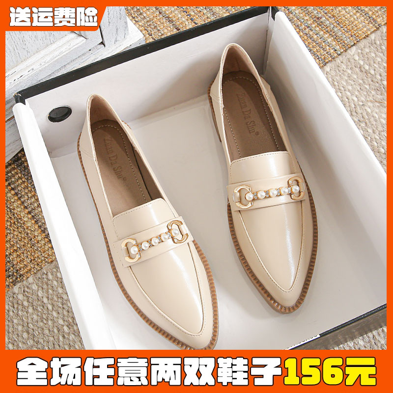 英伦风尖头小皮鞋平底鞋