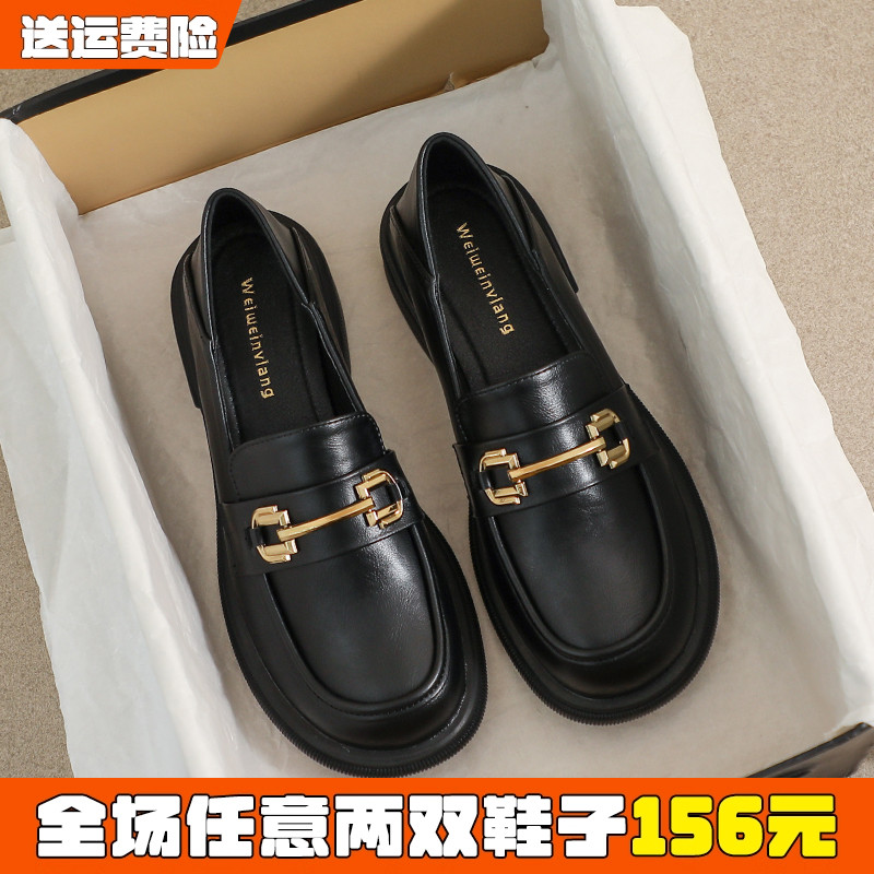 英伦风黑色小皮鞋乐福鞋