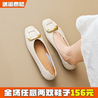 真皮气质单鞋女软底百搭