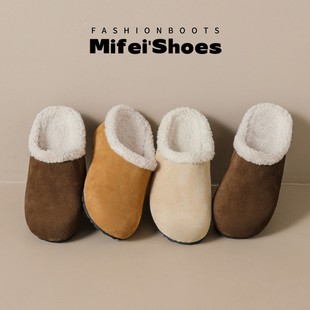 真皮~6cm增高厚底羊毛包头勃肯拖鞋女2025超火加绒一脚蹬毛毛半拖
