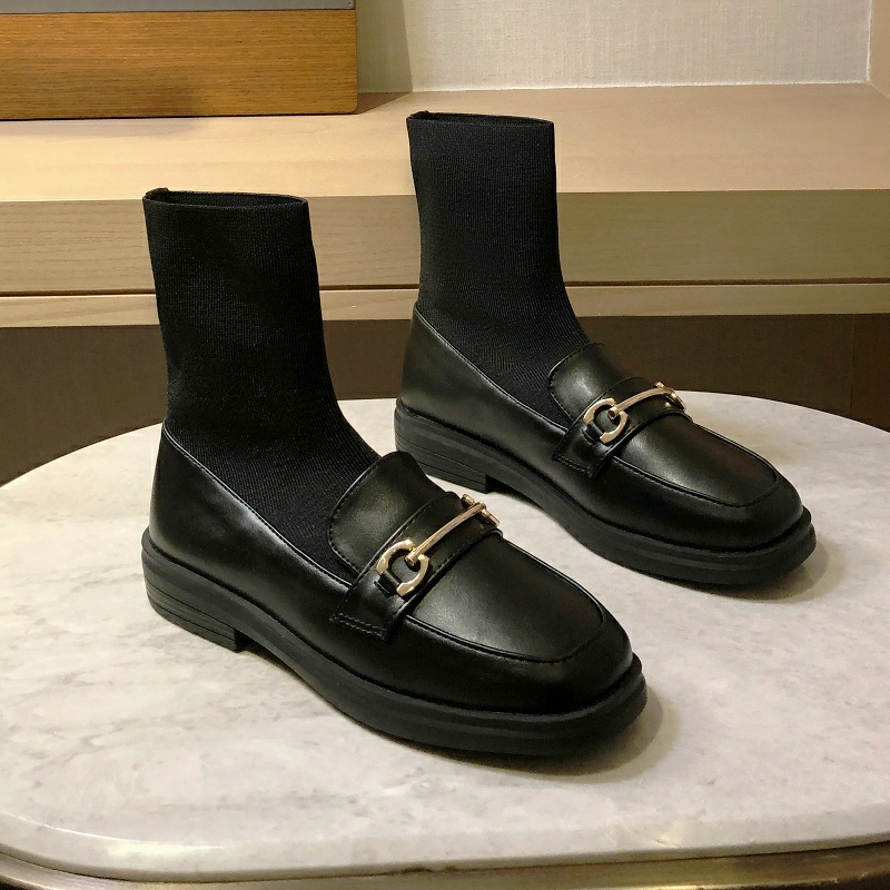 方头弹力瘦瘦靴女短靴女鞋