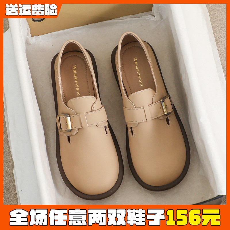 厚底勃肯鞋女夏季2025新款百搭博肯单鞋软底乐福鞋大码女鞋41到43