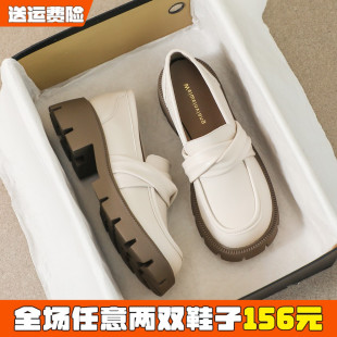 百搭单鞋 2025新款 英伦乐福鞋 大码 41到43 厚底白色小皮鞋 女鞋 女秋季