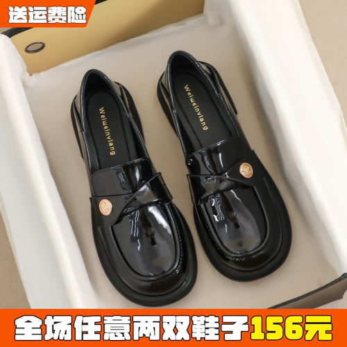 黑色小皮鞋百搭乐福鞋单鞋