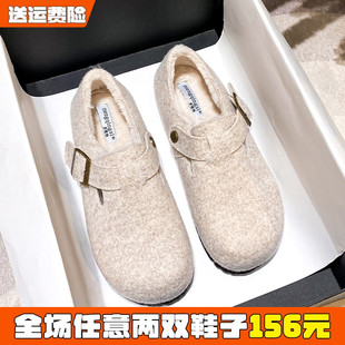 厚底勃肯鞋女冬2025新款加绒毛毛鞋软底博肯豆豆鞋大码女鞋41到43