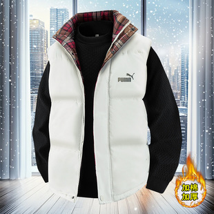 加厚无袖 新款 潮流休闲外套 保暖立领羽绒棉马甲冬季 奥莱特卖男士