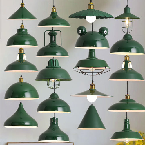 港式复古工业风墨绿色创意个性火