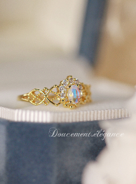 复古高级气质镀金18k指环女生