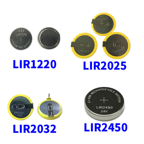 LIR1220 2032 2025 1220 2450 2477 3.6V锂离子充电纽扣电池