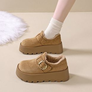 厚底勃肯鞋女2025冬季新款加绒保暖东北棉鞋不累脚增高通勤乐福鞋