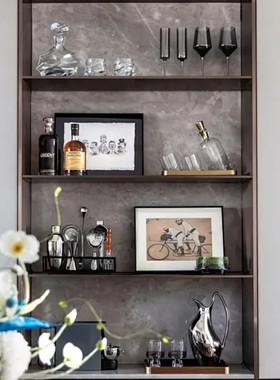 现代轻奢样板间餐厅装饰柜摆件售楼中心酒柜仿真酒酒具组合套装