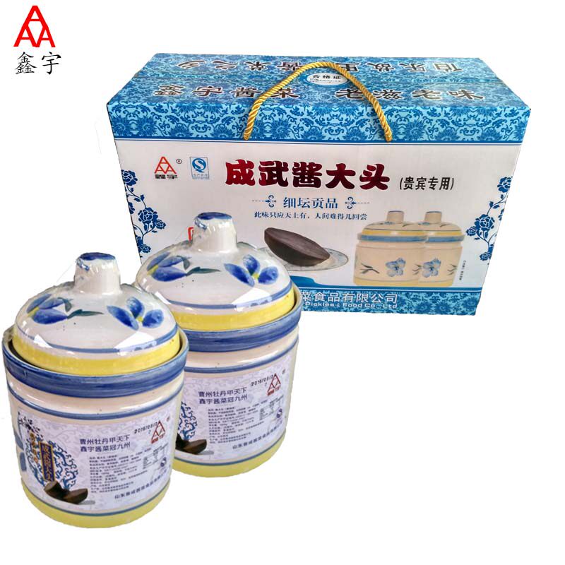 鑫宇酱菜坛装全酱酱大头1800克x2坛箱包邮成武特产咸菜疙瘩下饭菜