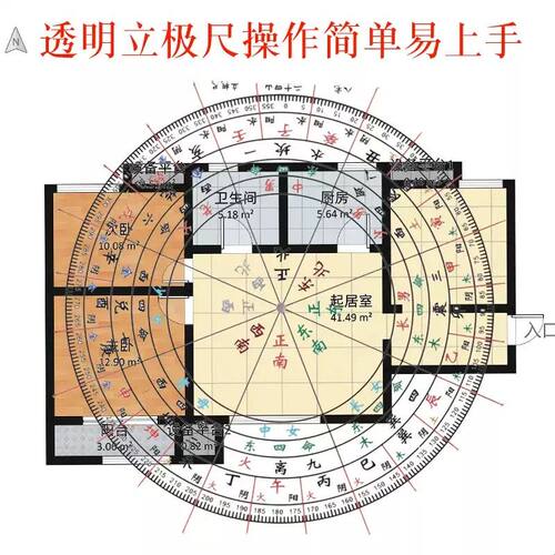 金锁玉关立极尺八宅二十四山适用 三元理气九运布局透明罗盘立极