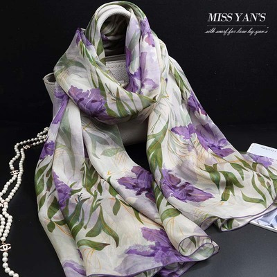 真丝桑蚕丝围巾保暖印花