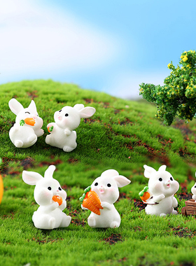 萌兔推车叶子船园艺饰品公仔手办