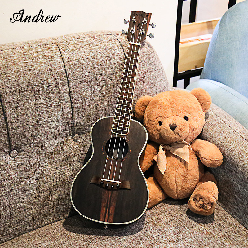 安德鲁23寸尤克里里黑檀木初学者儿童女生小吉他乌克丽丽男女