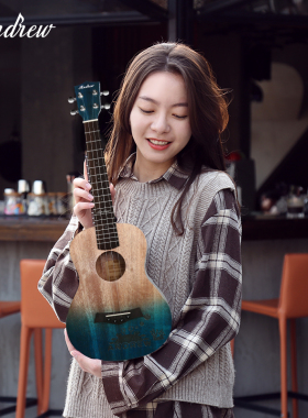 andrew【小螃蟹】蓝色尤克里里23寸小吉他儿童新手初学乐器入门